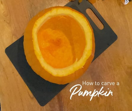 How to carve a Pumpkin - step 2 - clean out pumpkin